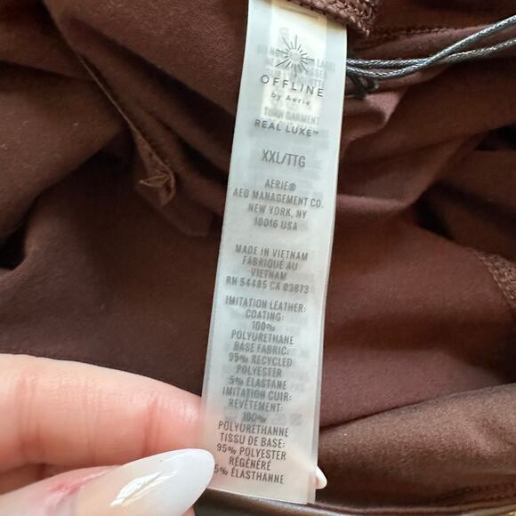 Aerie Offline Real Lux dark brown faux leather hi-rise leggings size XXL NWT - Picture 7 of 12